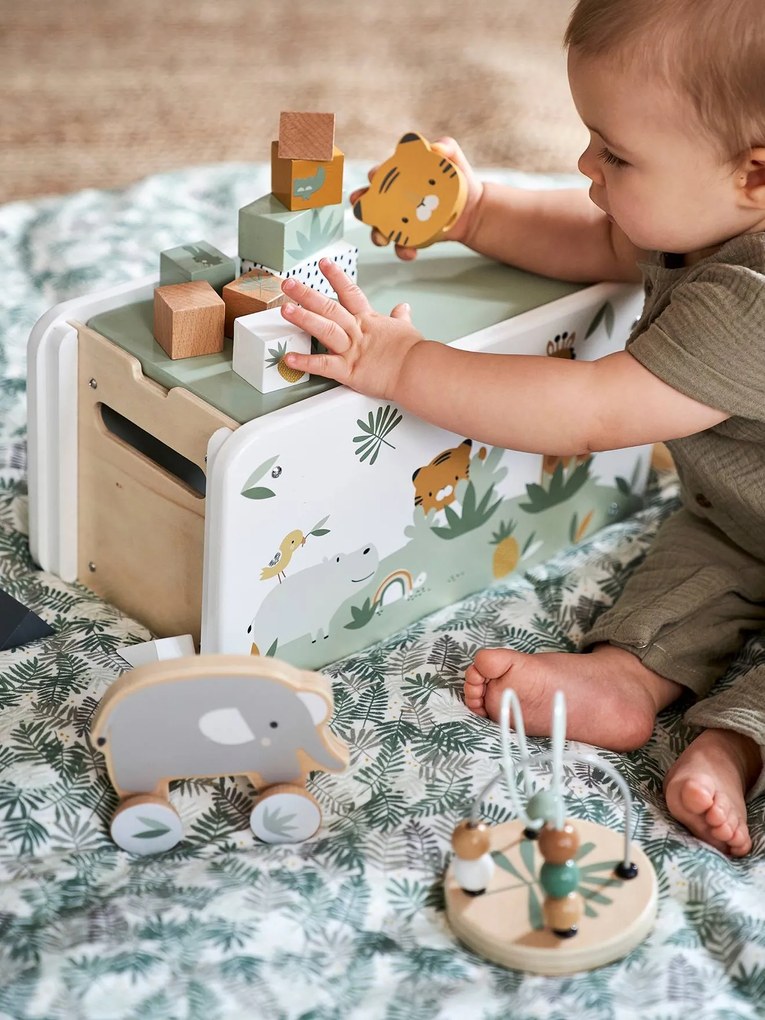 Agora -35%: Caixa de brinquedos Raposa, multiatividades verde medio liso com motivo