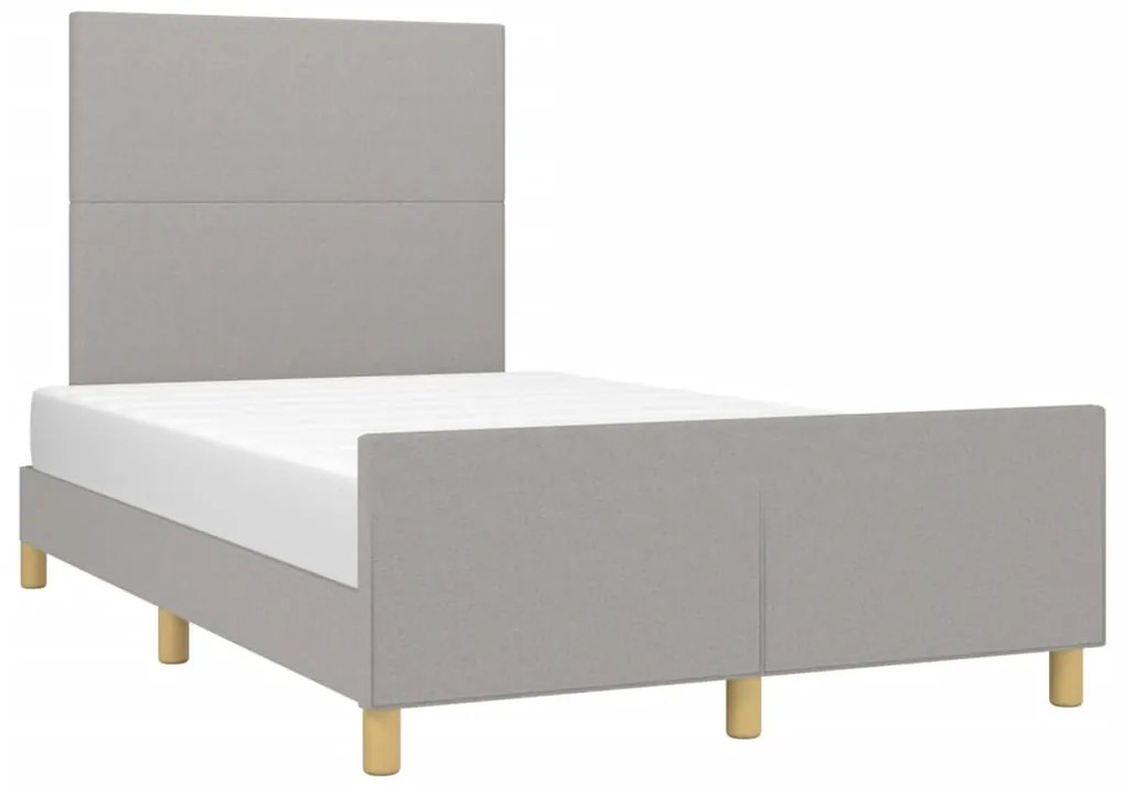 Estrutura de cama sem colchão cinza claro tecido