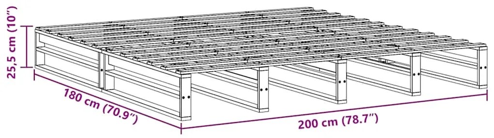 Cama sem colchão 200x200 cm pinho maciço castanho-mel
