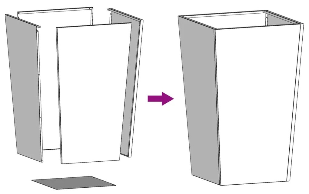 Vaso/floreira de jardim 2 pcs 45x45x75 cm aço galvanizado