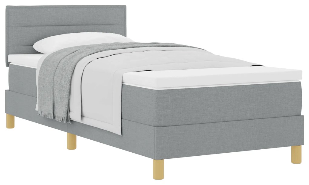 Cama Box Spring com Colchão Cinza Claro 100x200 cm Tecido