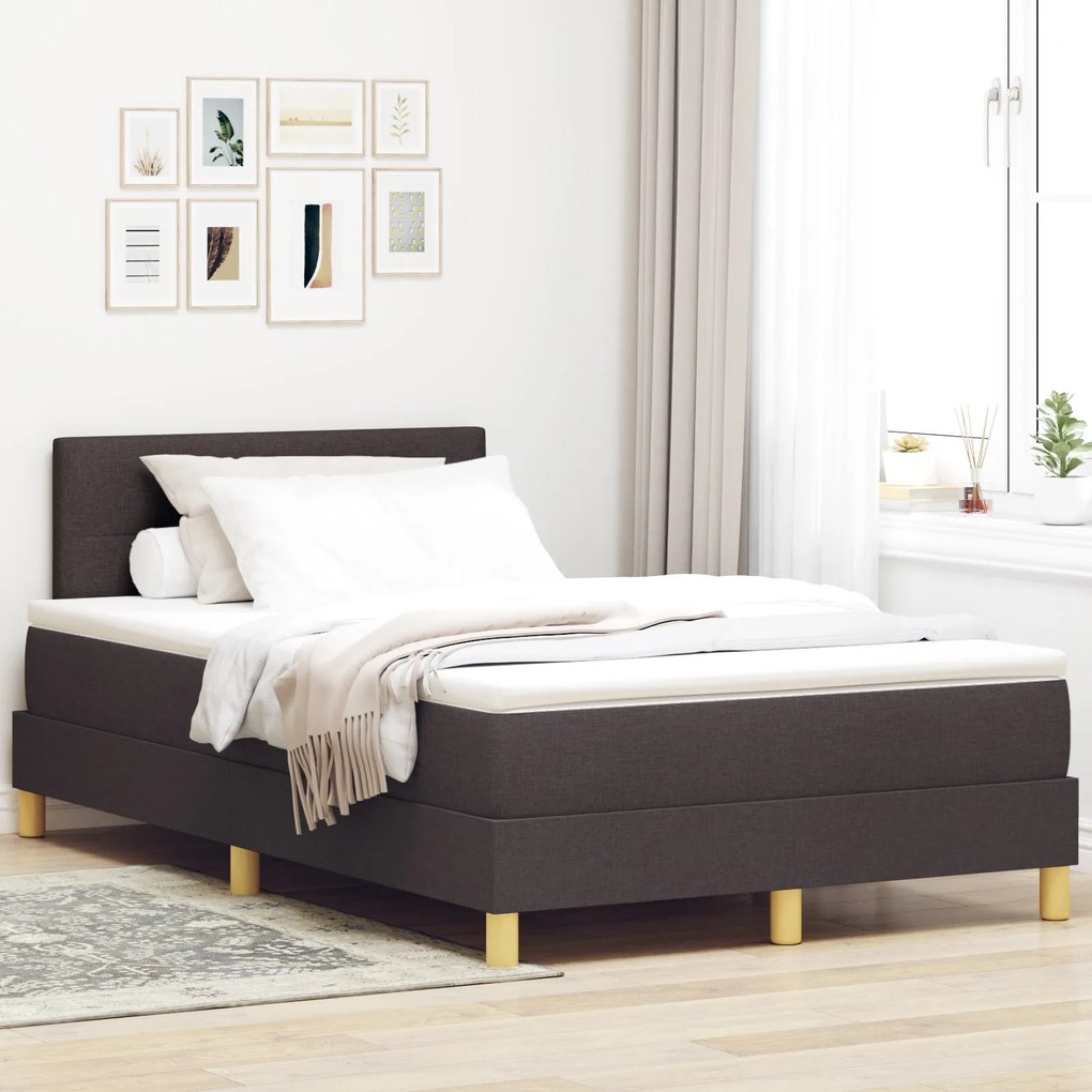 Cama Box Spring com Colchão Castanha Escura 120x200 cm Tecido