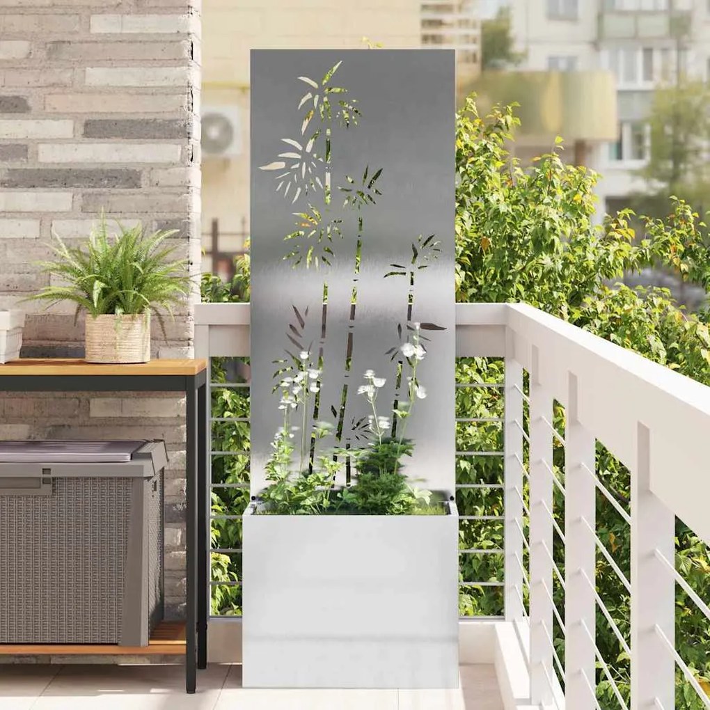 vidaXL Tela de Privacidade para Jardim Floral Prata 50 x 140 cm