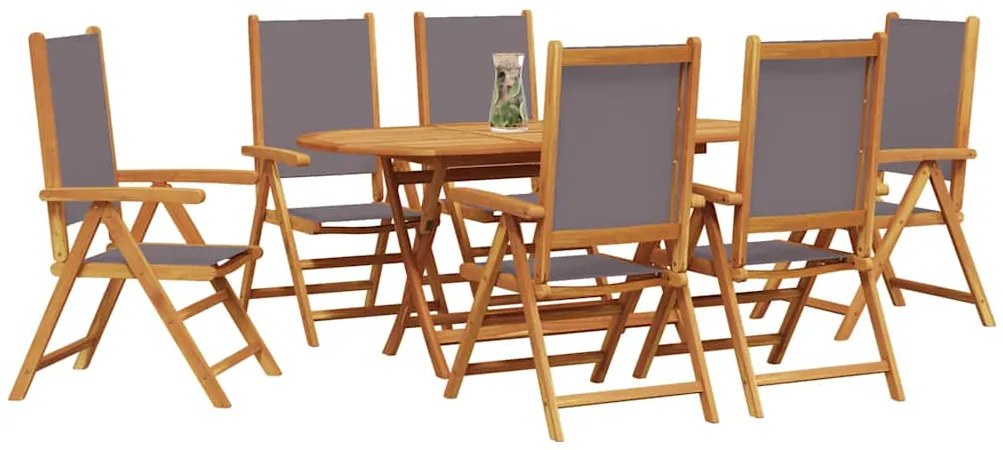 Conjunto de Jantar de Jardim Manual 7 pcs Antracite 6-Pessoas