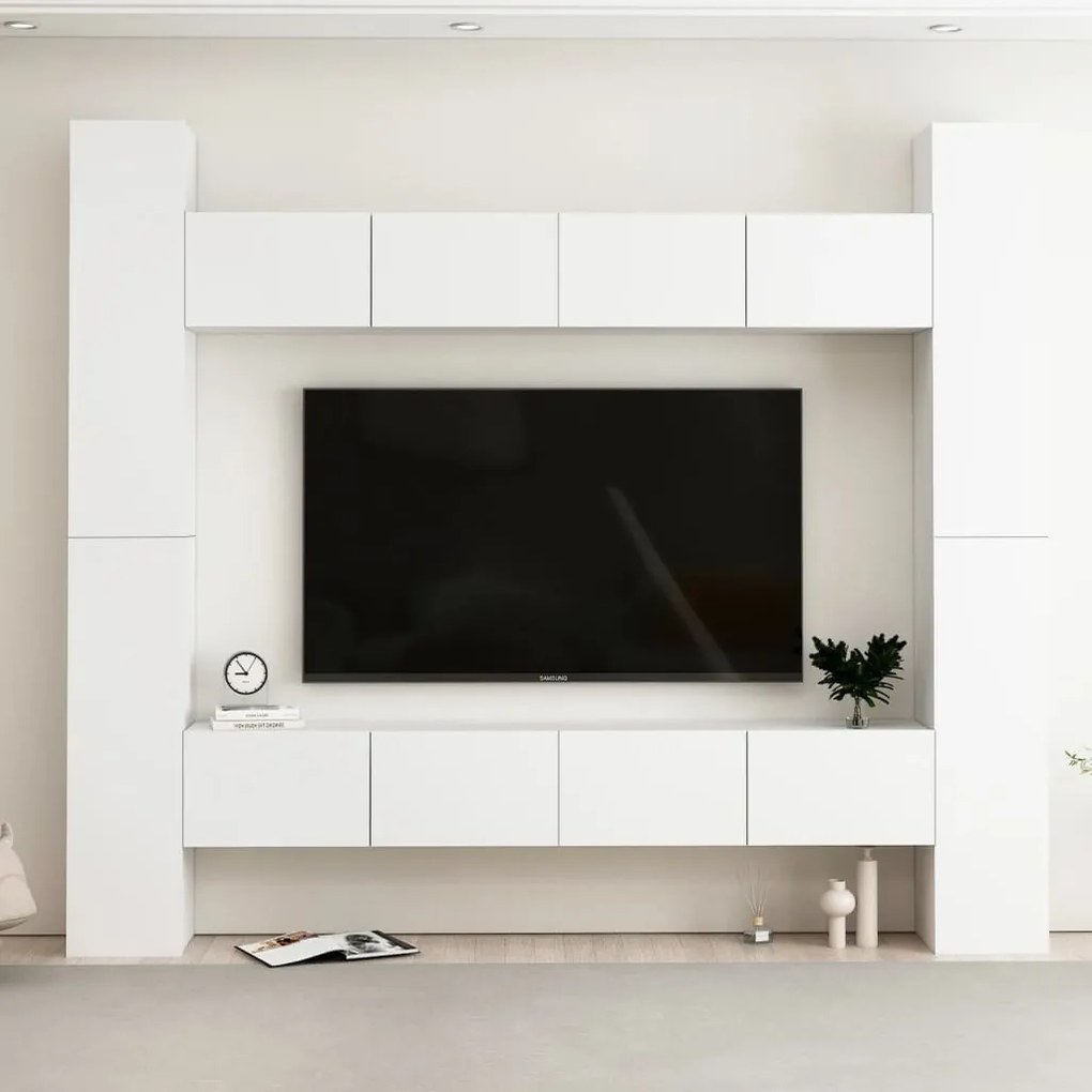 vidaXL 6 pcs conjunto de móveis de TV derivados de madeira branco