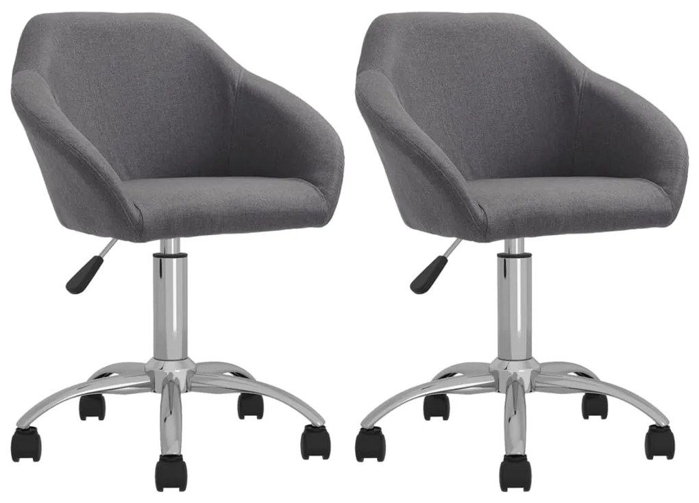 vidaXL Cadeiras de jantar giratórias 2 pcs tecido cinzento-claro