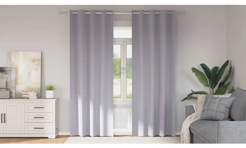Cortinas 2 pcs Cinza Metálico 245 x 140 cm Poliéster