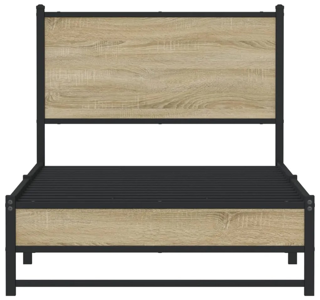 Estrutura de cama sem colchão 90x200 cm metal carvalho sonoma