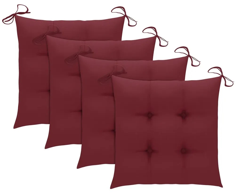 Cadeiras de jantar p/ jardim 4 pcs c/ almofadões acácia maciça