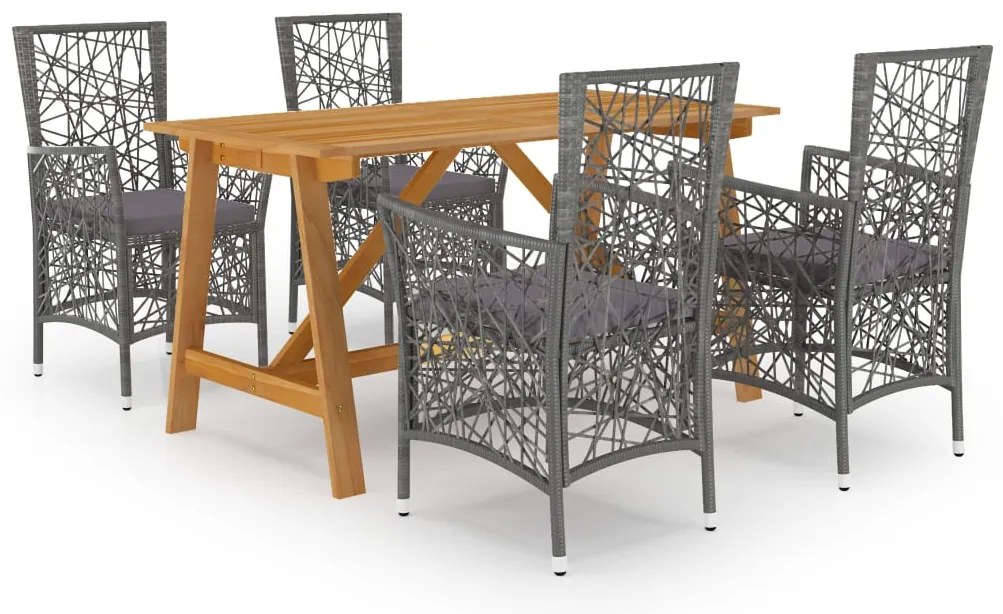 vidaXL 5 pcs conjunto de jantar para jardim cinzento