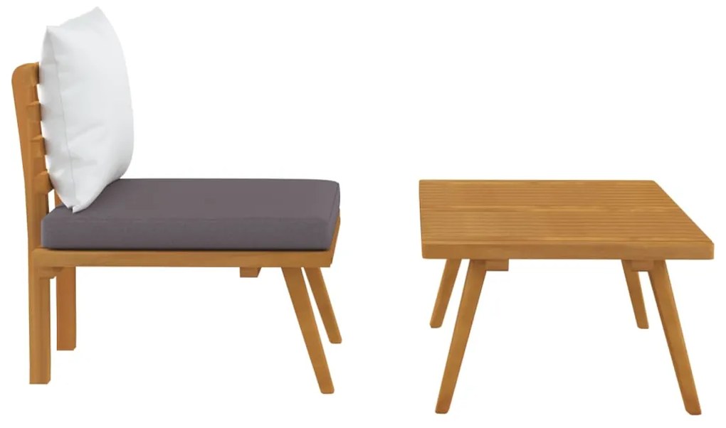 2 pcs conjunto lounge de jardim c/ almofadões acácia maciça