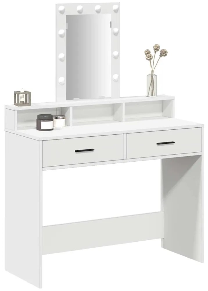 Mesa de Maquiagem com Luzes LED Branca 100x41x140 cm