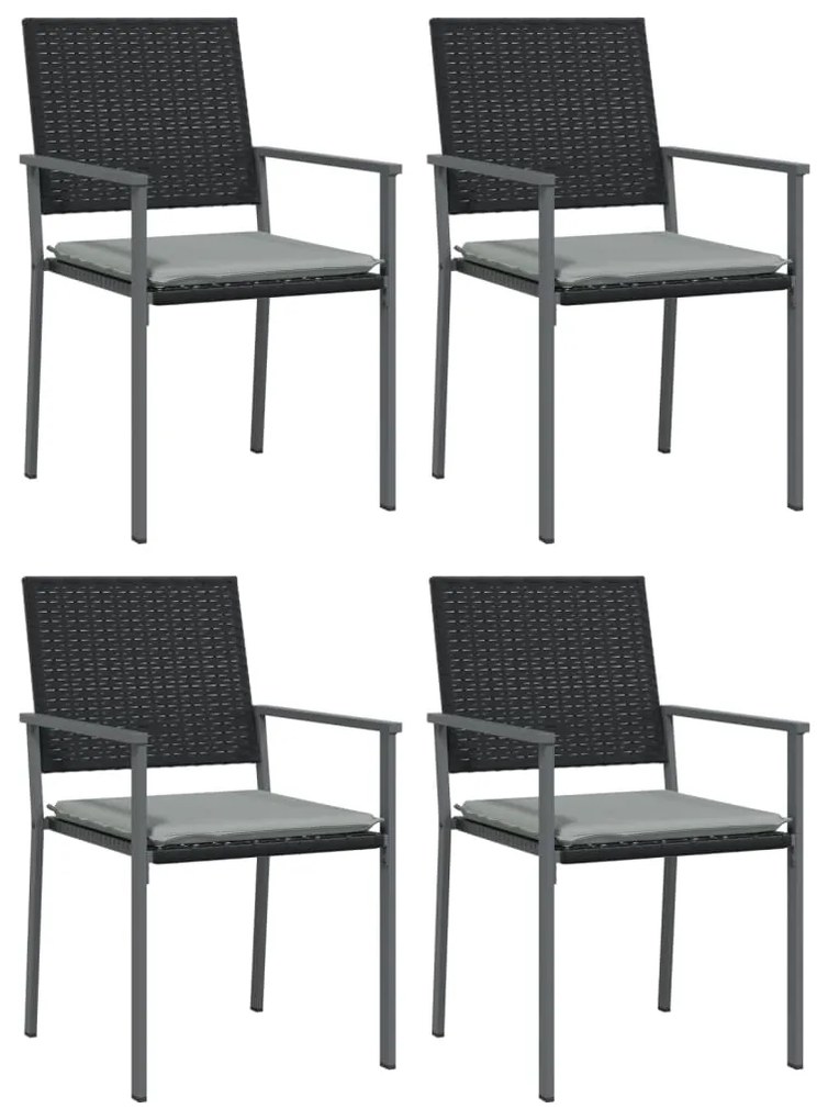 5 pcs conjunto de jantar p/ jardim c/ almofadões vime PE e aço