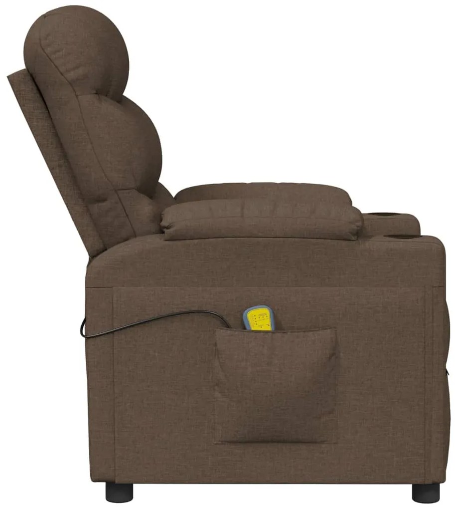Poltrona de massagens reclinável tecido castanho