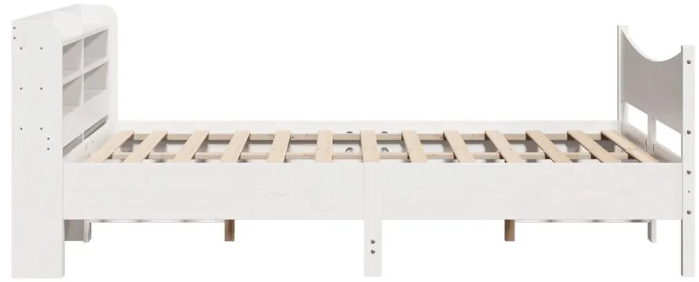 Estrutura de cama com cabeceira 140x200 cm pinho maciço branco