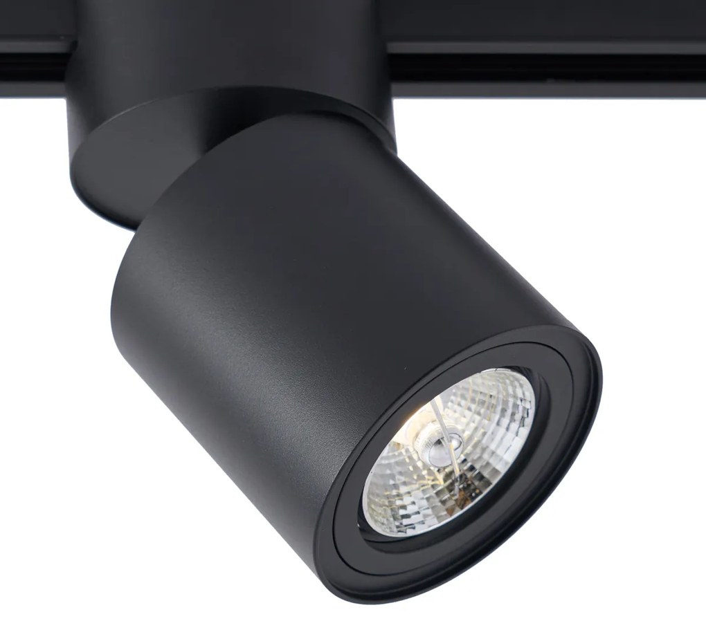 Foco moderno preto para sistema de calha monofásico GU10 70mm - Iconic Roto