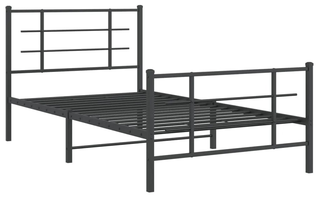 Estrutura de cama com cabeceira e pés 100x190 cm metal preto