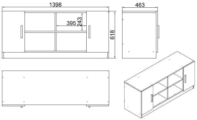 Armário Multiusos VO6 – Nogueira-Antracite – 139,8x61,8x46,3 cm