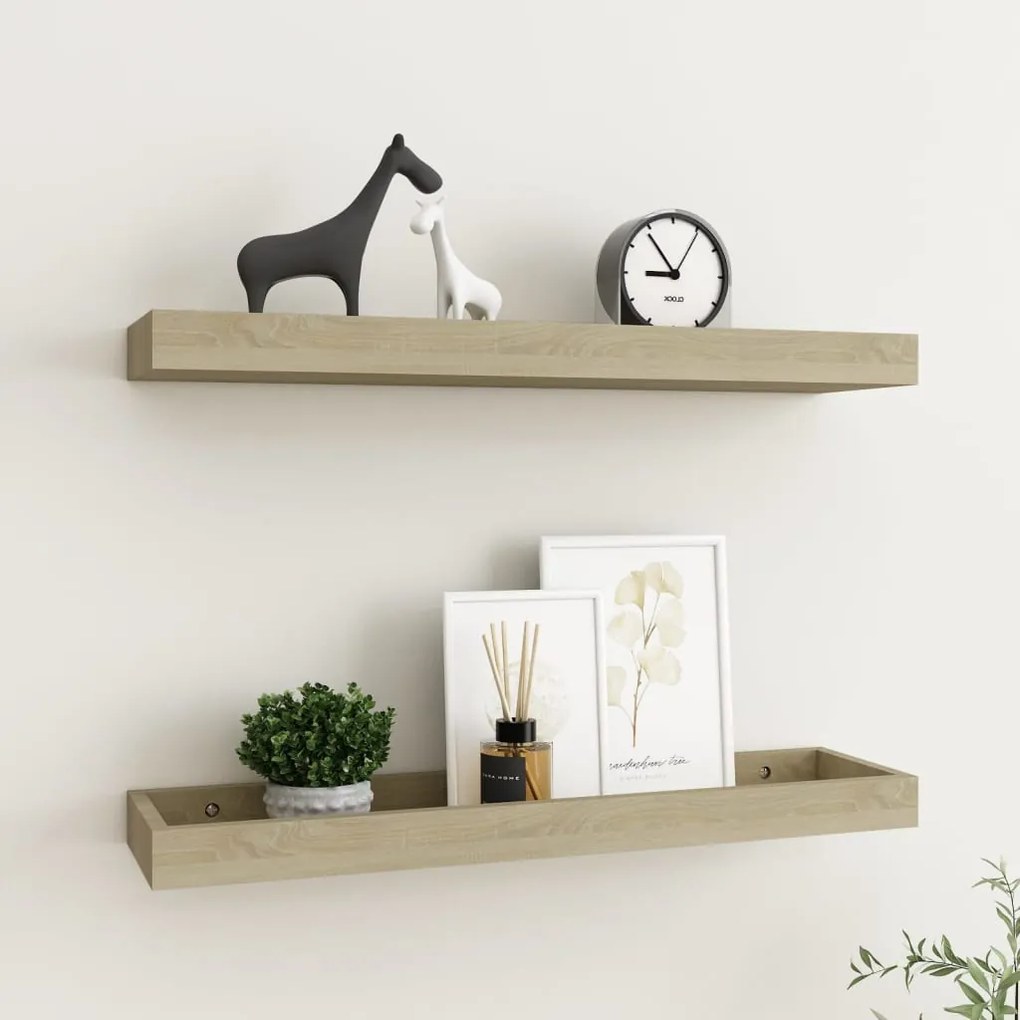 vidaXL Prateleiras de parede Loggia 2 pcs 60x15x4 cm MDF cor carvalho