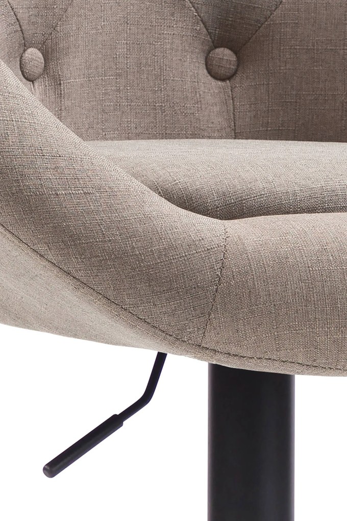 Banco de bar London em tecido e com estrutura preta 65 x 107-128 x 57 cm Castanho acinzentado