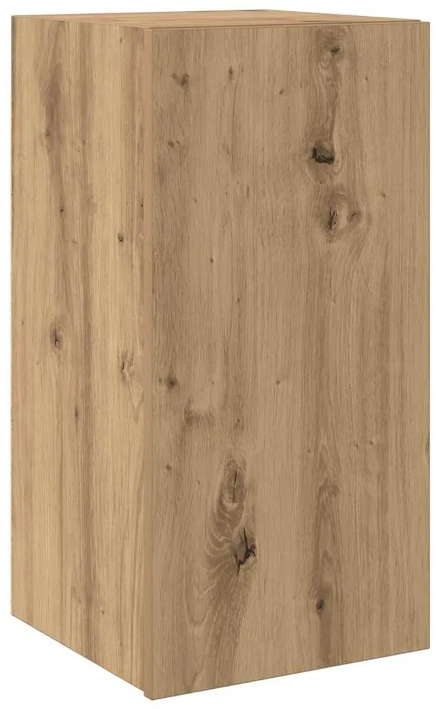 Estante para TV – 7 Peças, Montada na Parede, Carvalho Artisan, Madeir