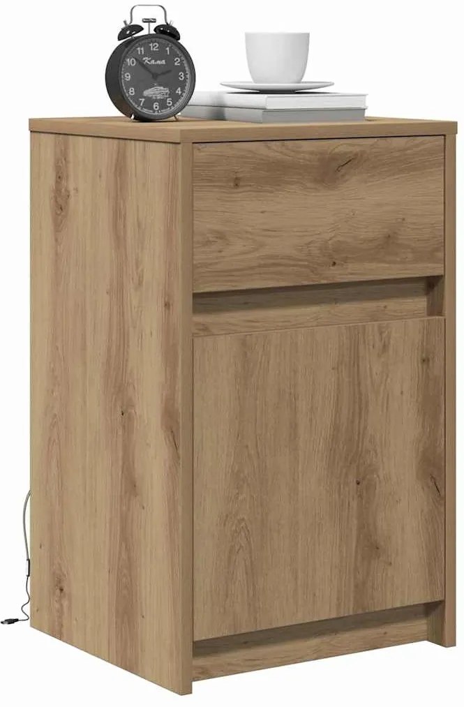 Criado-mudo LED 2 pcs carvalho artisiano 38 x 34 x 61 cm