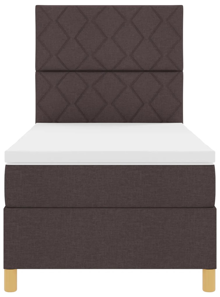 Cama Box Spring com Colchão Castanho Escuro 90x200 cm Tecido