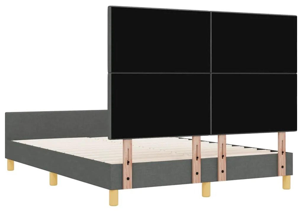 Cama vidaXL Cinza Escuro 160x200 cm Tecido