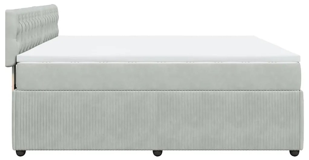 Cama com molas/colchão 200x200 cm veludo cinzento-claro