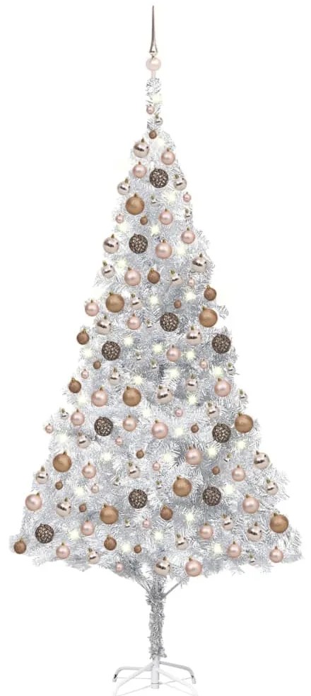 vidaXL Árvore Natal artificial pré-iluminada c/bola 240cm PET prateado