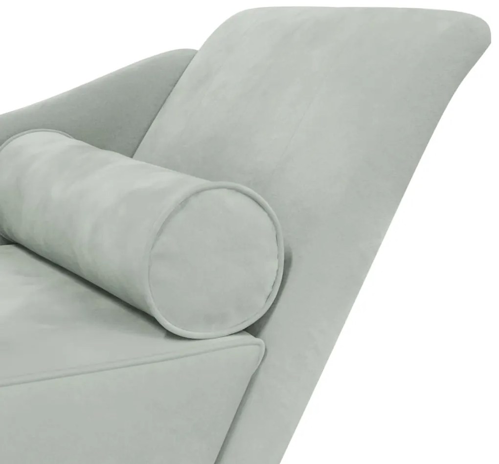 Chaise lounge com almofadões veludo cinzento-claro