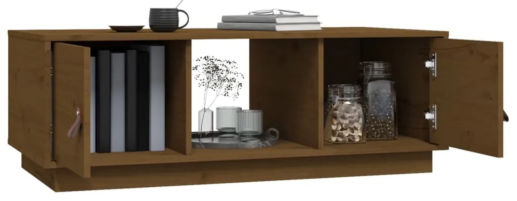 Mesa de centro 100x50x35 cm pinho maciço castanho mel