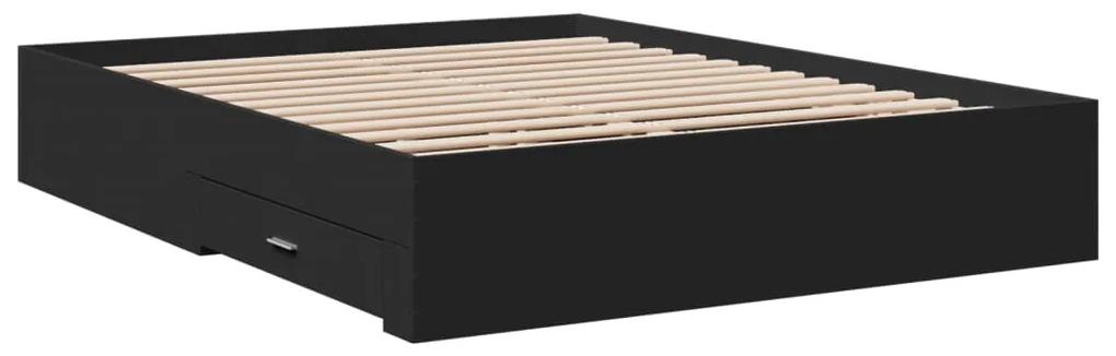 Estrutura de cama c/ gavetas 160x200 cm derivados madeira preto