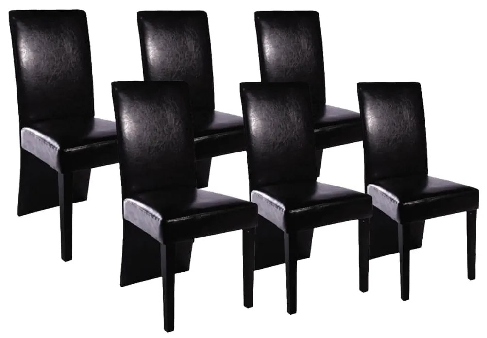 160295 vidaXL Cadeiras de jantar 6 pcs couro artificial preto