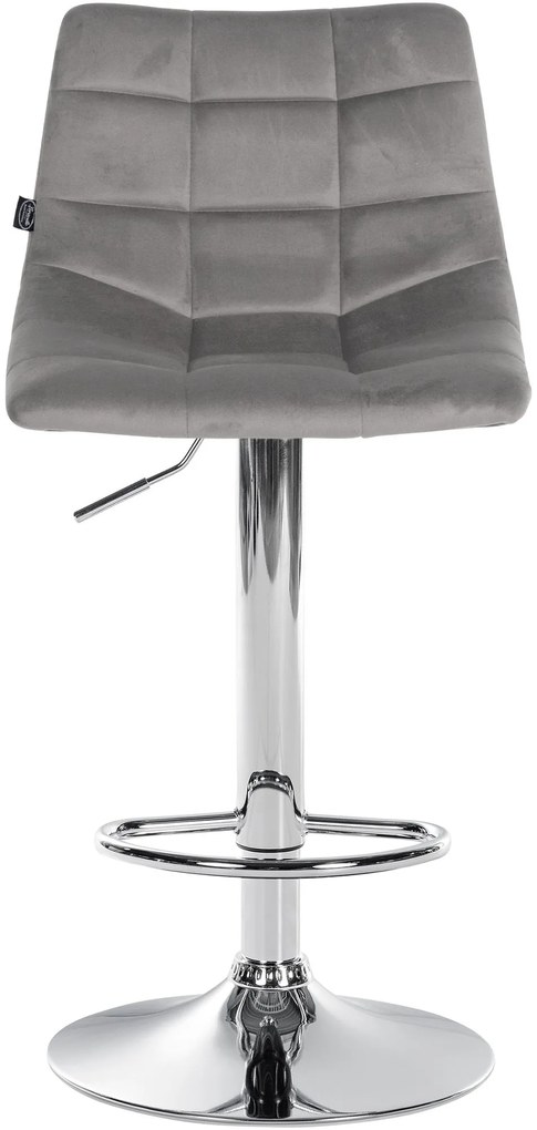 Conjunto de 2 bancos de bar Jerry em veludo com estrutura cromada 87-108,5 x 43 x 46,5 cm Cinzento