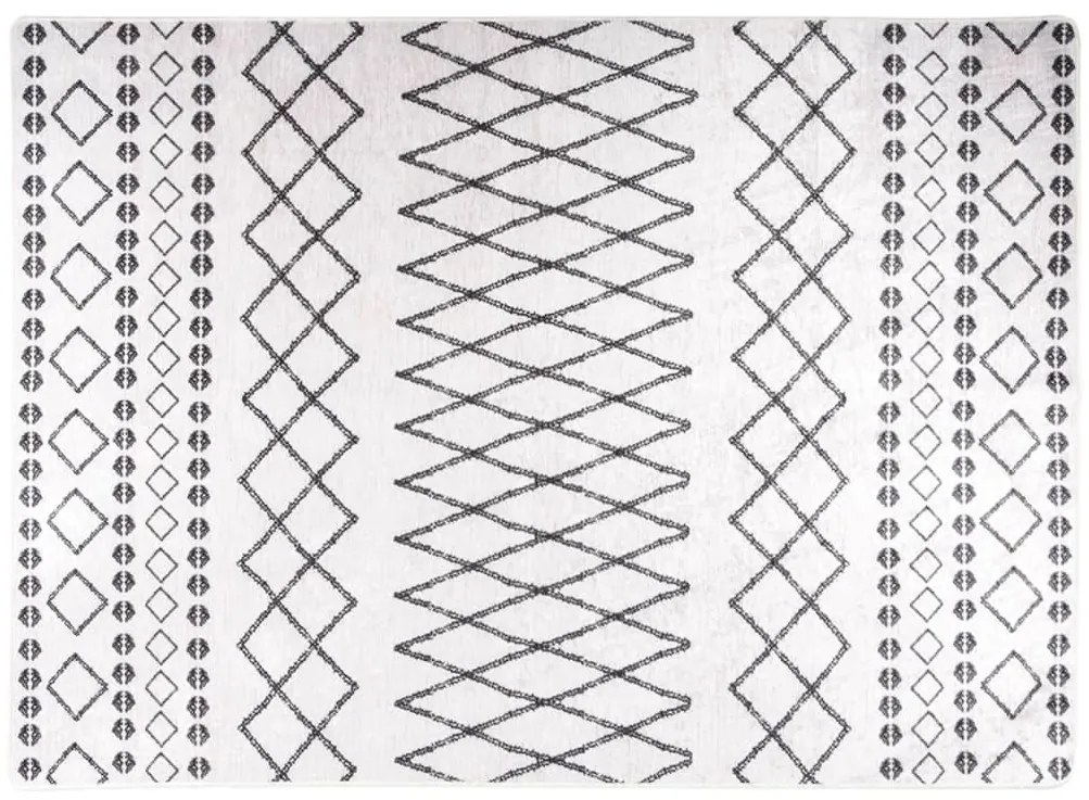 Tapete lavável antiderrapante 120x180 cm preto e branco