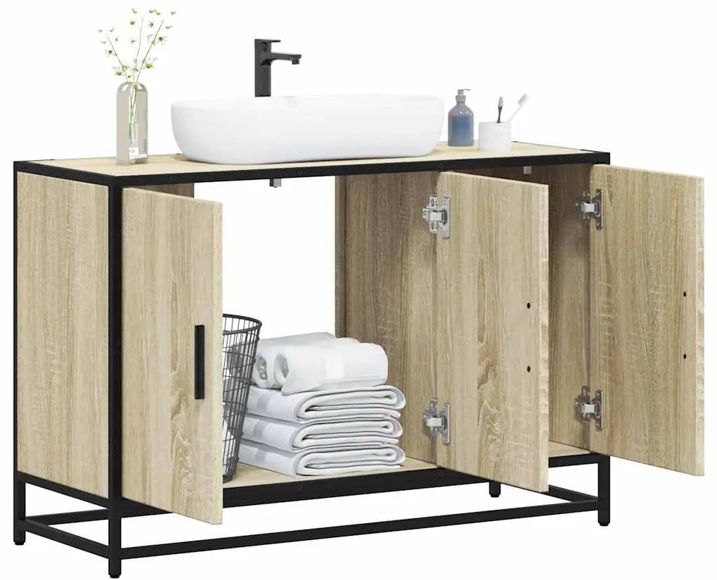 vidaXL Armário lavatório WC 90x33x60 cm deriv. madeira carvalho sonoma