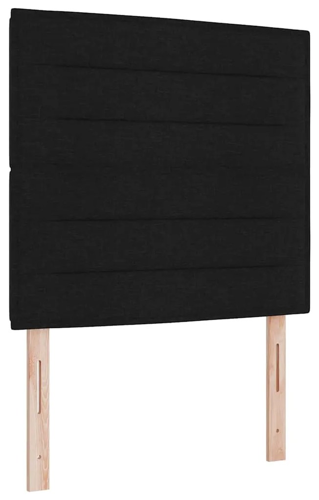 Cama com Box Spring com Colchão e Banco Preto 120x190 cm Tecido