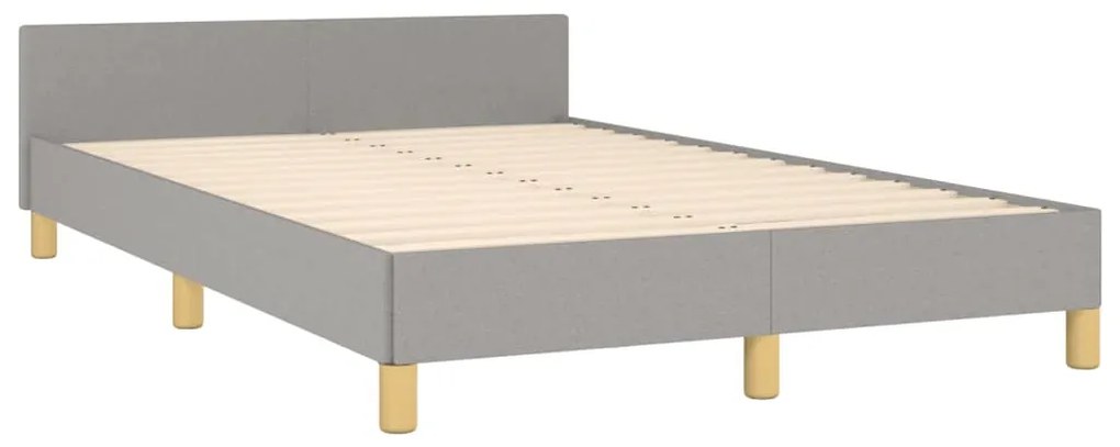 Estrutura de cama sem colchão cinza claro tecido