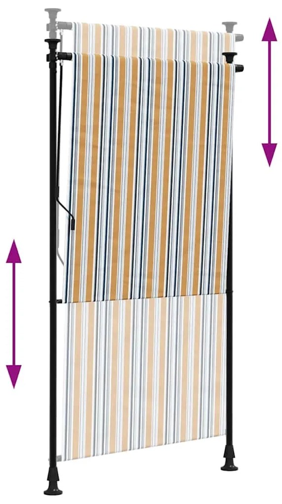 Estore de rolo exterior 120x270 cm tecido/aço amarelo e branco