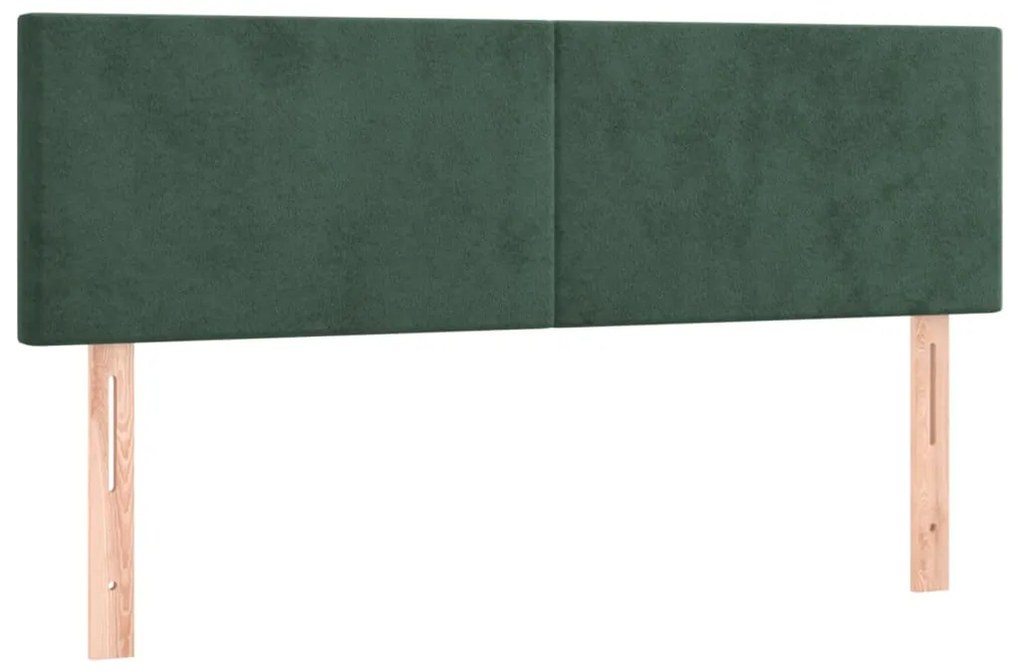 Cabeceira de cama c/luzes LED veludo 144x5x78/88cm verde-escuro