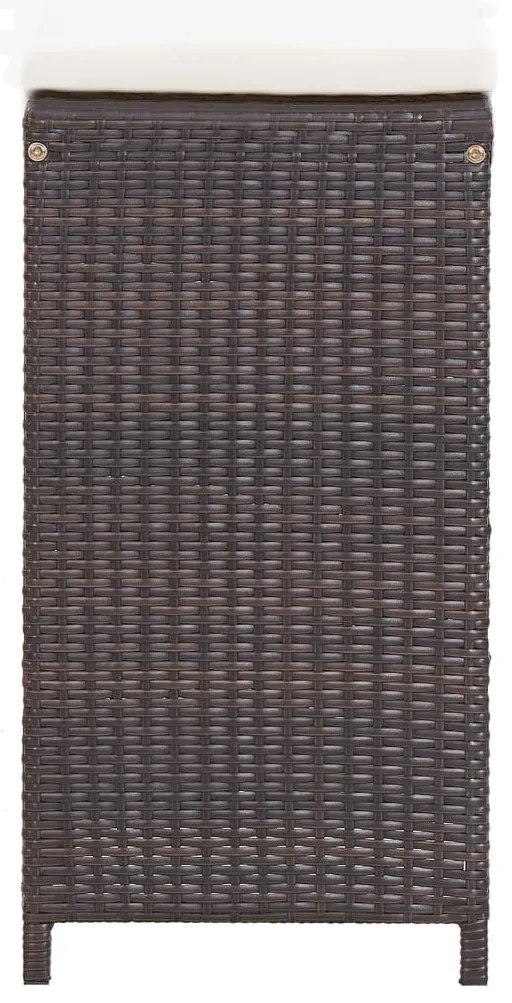 7 pcs conjunto bar para jardim c/ almofadões vime PE castanho