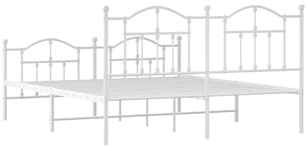 Estrutura de cama com cabeceira e pés 180x200 cm metal branco