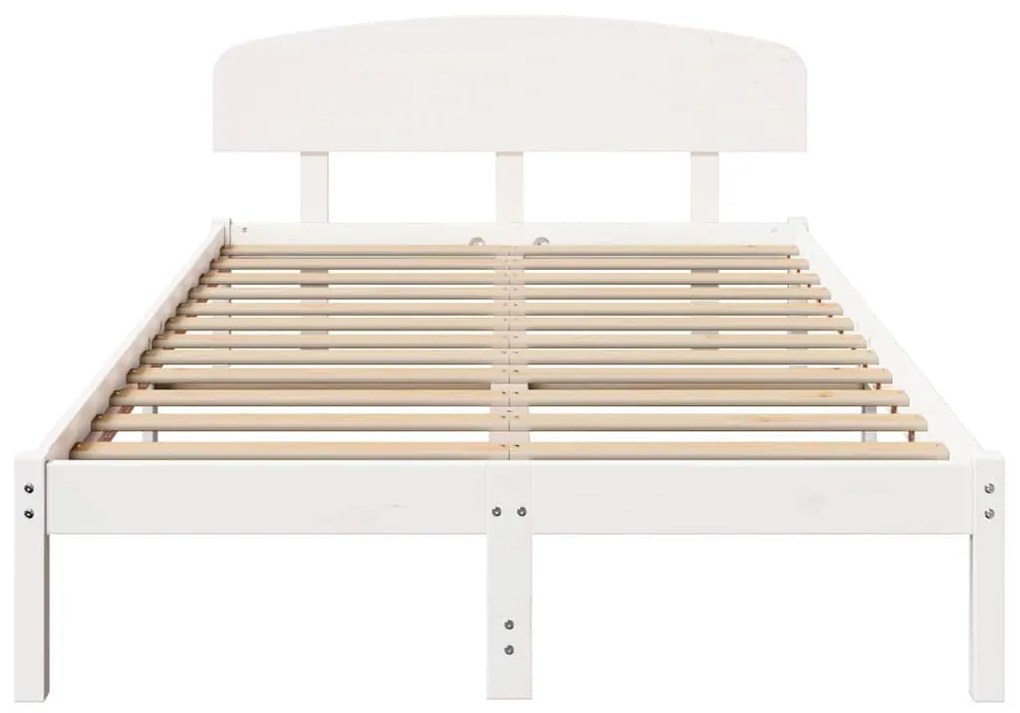 Estrutura de Cama com Cabeceira Branca 120x190 cm Madeira Maciça de Pi