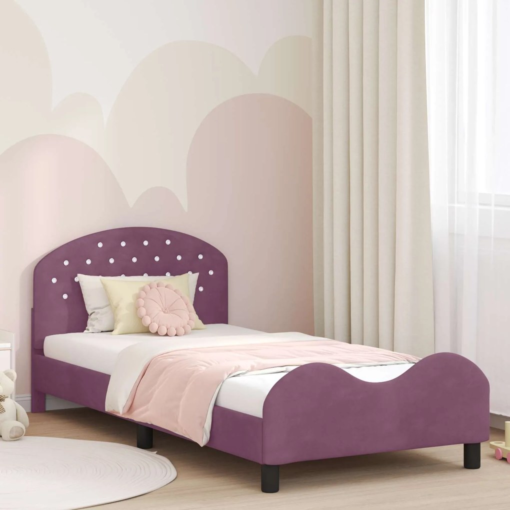 vidaXL Estrutura de Cama Infantil com Cabeceira Roxo 80 x 200 cm