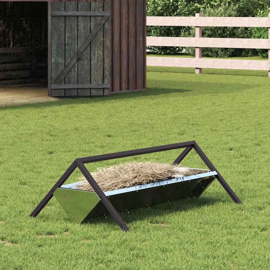 vidaXL Trincheira para Alimentação de Gado Prateado 111 x 76 x 38 cm