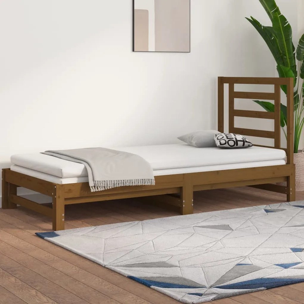 vidaXL Estrutura sofá-cama de puxar 2x(90x200) cm pinho castanho-mel