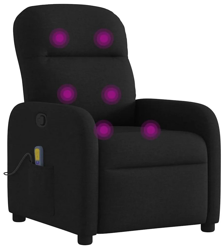 Poltrona de massagens reclinável tecido preto