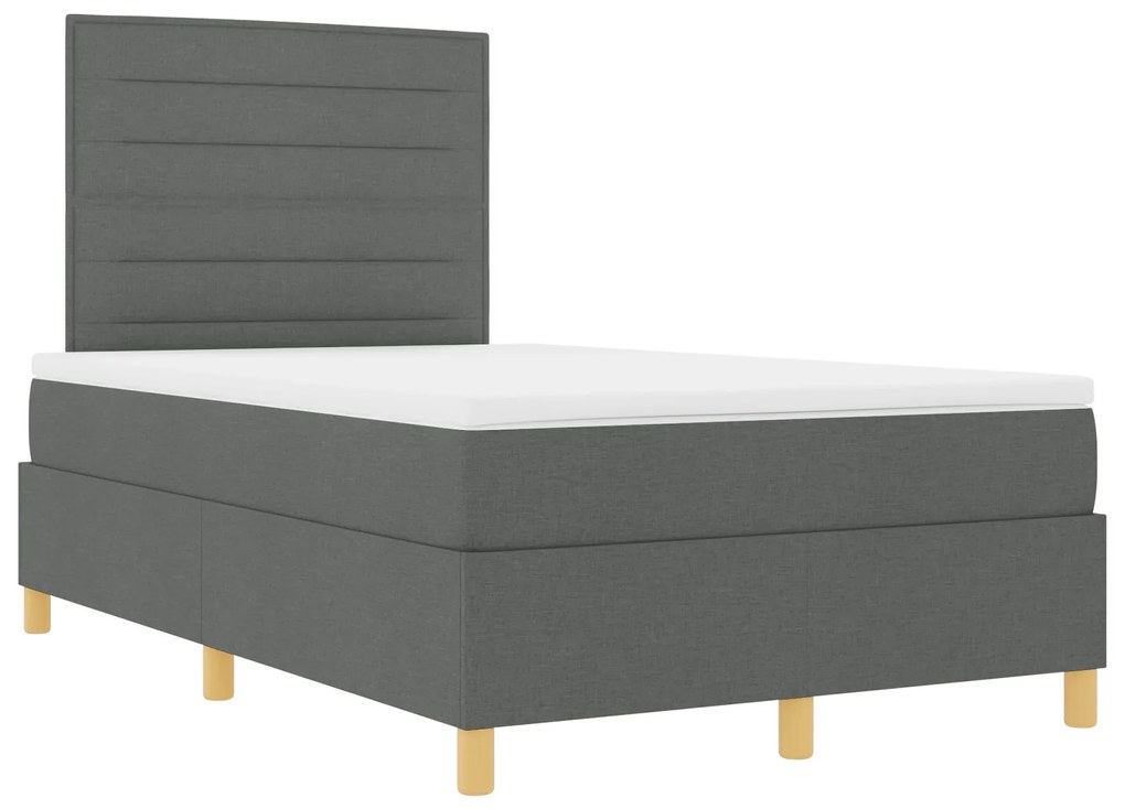 Cama Box Spring com Colchão Cinza Escura 120x200 cm Tecido