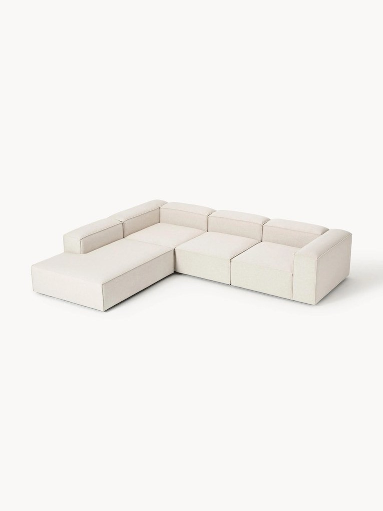 Sofá de canto modular em mistura de linho Lennon (4 lugares)